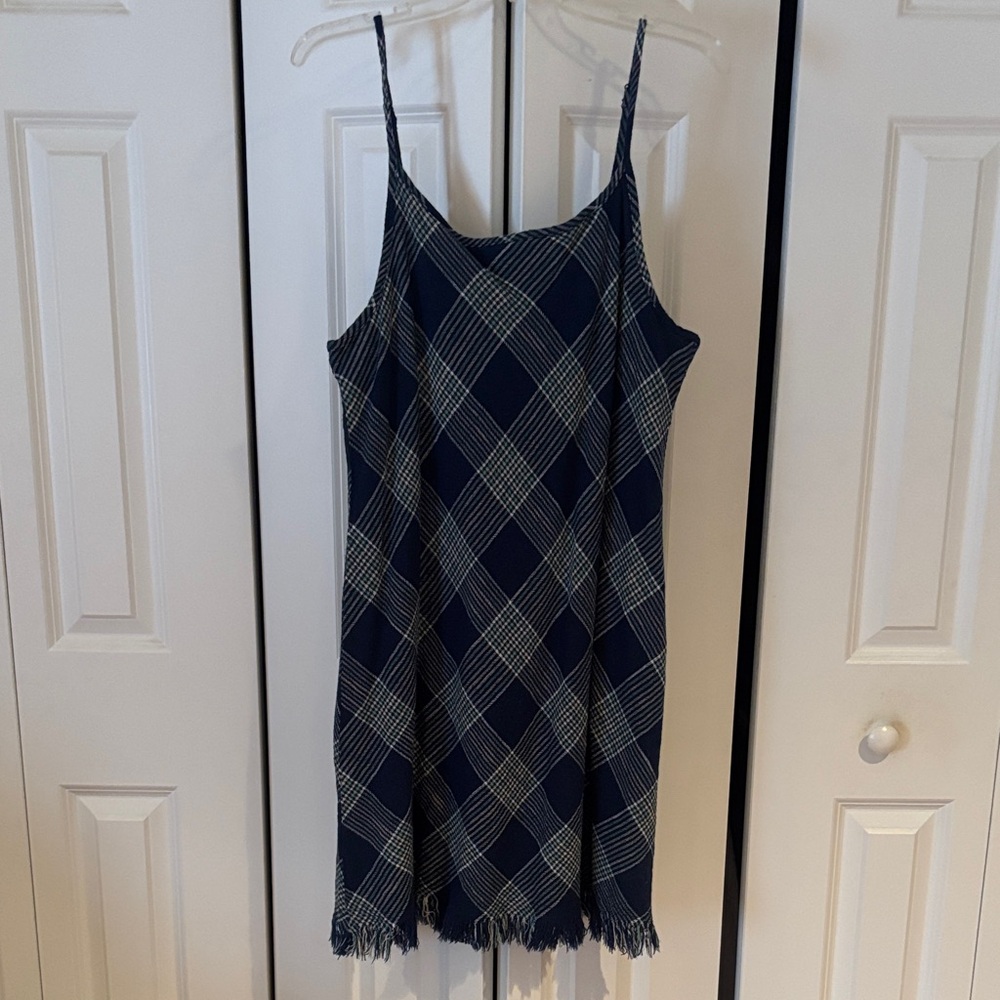 Natural Reflections Navy Checkered Mini Dress